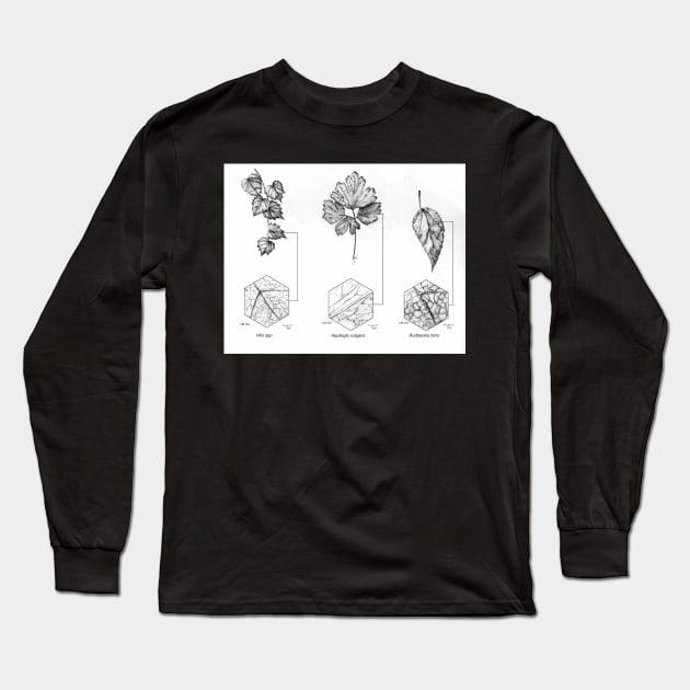 Pen and Ink Traditional Botanical Illustration Long Sleeve T-Shirt by emadamsinc